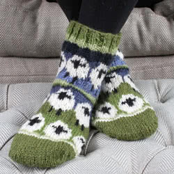 Pachamama Sofa Socks - handknitted with 100% wool, fairly traded