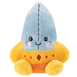 Palm Pals Defender Sword plush soft toy by Aurora World coming with a soft blue blade, yellow base with embroided red emeralds, an orange handle and a cute smily grin.