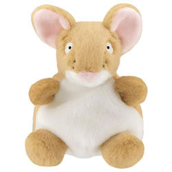 Palm Pals Gruffalo Mouse plush soft toy by Aurora World coming in a soft fawn-brown plush body, with a white tummy, long tail, pink nose and matching inner ears.