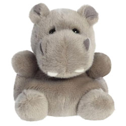Palm Pals Hunk Hippo plush soft toy by Aurora World coming in a super soft dove-grey plush body, with two white protruding teeth and a really cute expression.