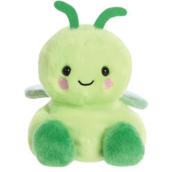 Palm Pals Maestro Grasshopper plush soft toy by Aurora World coming in a soft lime-green plush fur body, with dark green feet and matching antennae, a cute smily grin and sparkly wings.