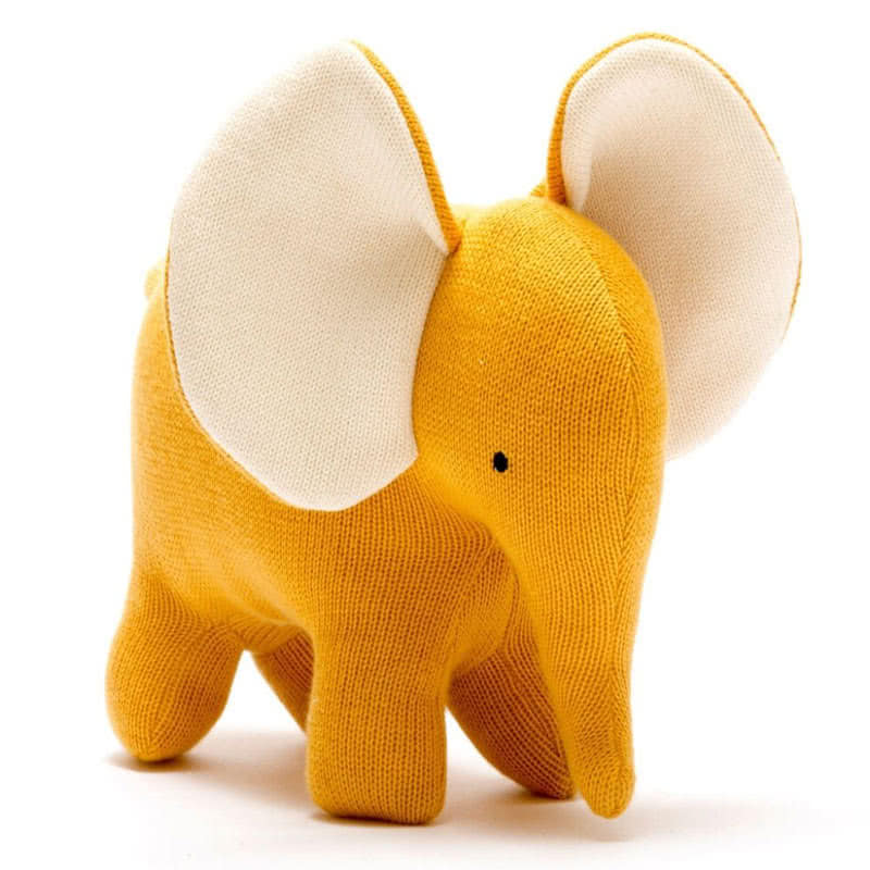 Best YearsKnitted Cotton Mustard Elephant Toy - Large