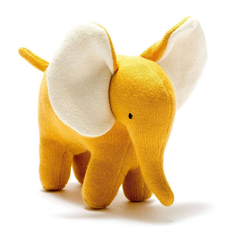 Best YearsKnitted Cotton Mustard Elephant Toy - Small