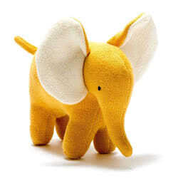Knitted Cotton Mustard Elephant Toy - Small