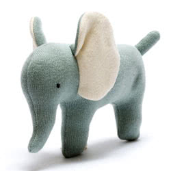 Knitted Cotton Teal Elephant Baby Toy