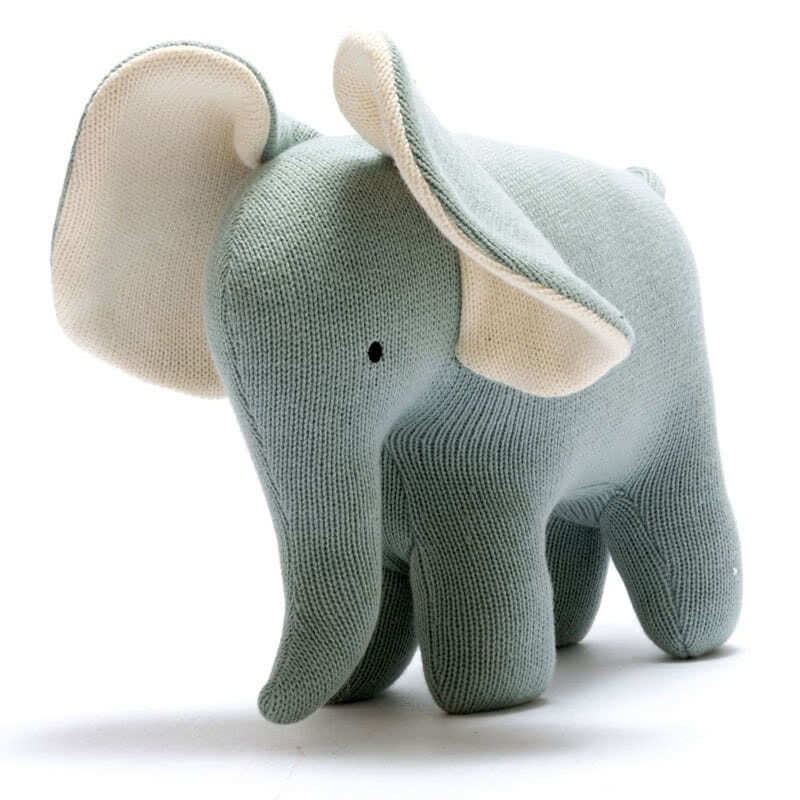 Best YearsKnitted Cotton Teal Elephant Toy - Large