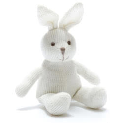 Knitted Cotton White Bunny Baby Rattle