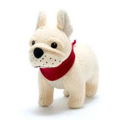 Knitted French Bulldog Baby Rattle