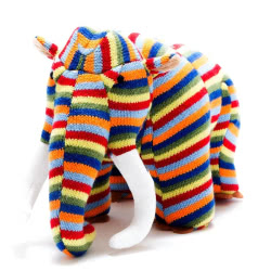 Woolly Mammoth Knitted Dinosaur Toy Bright Stripe