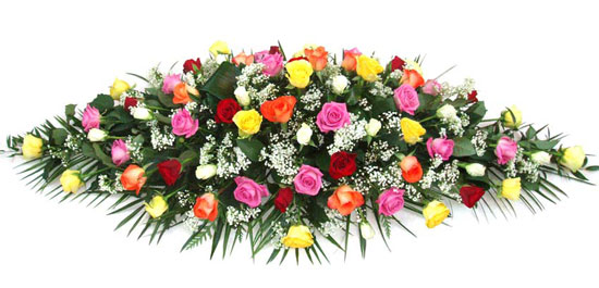 Funeral Flowers Coffin Floral Spray - Mixed Roses