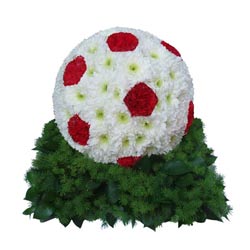 Funeral Flowers 3D Red & White Football Flower Tribute