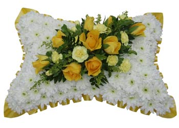 Funeral Flowers Funeral Pillow White & Yellow