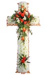 Funeral Cross Peach & White 