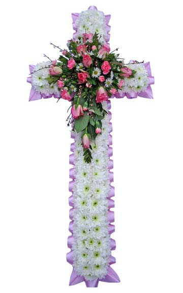 Funeral FlowersFuneral Cross Pink & White