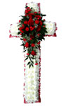 Funeral Cross Red Roses