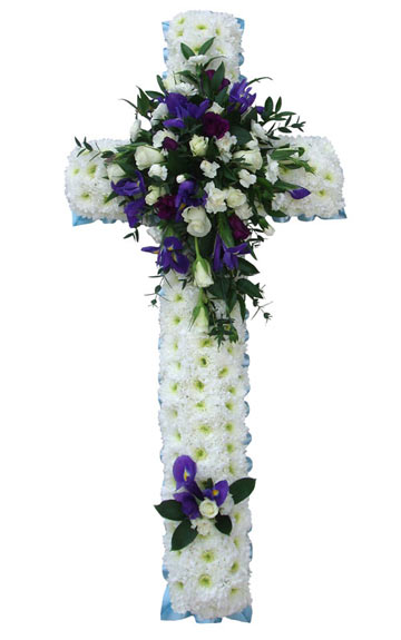 Funeral FlowersFuneral Cross White & Purple
