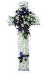 Funeral Cross White & Purple Small Image