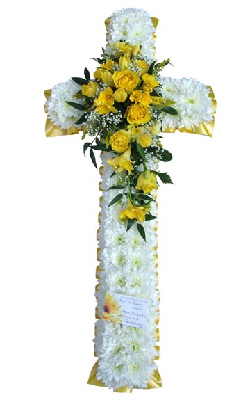 Funeral FlowersFuneral Cross White & Yellow