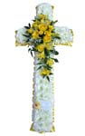 Funeral Cross White & Yellow