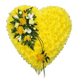 Yellow Funeral Heart Tribute 