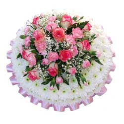 Funeral Posy Pad White & Pink