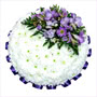 Funeral Posy Pad White & Purple Small Image