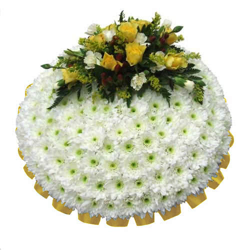 Funeral FlowersFuneral Posy Pad White & Yellow