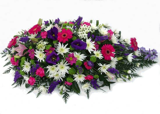 Funeral FlowersCerise Pink, Purple & Cream Spray