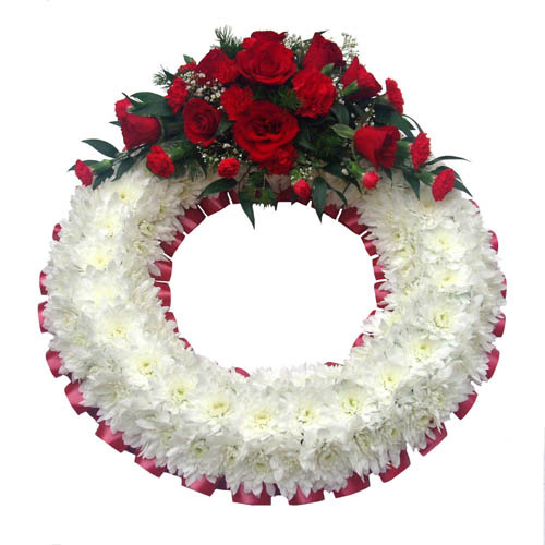 Funeral FlowersFuneral Wreath Ring Red & White