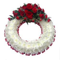 Funeral Wreath Ring Red & White