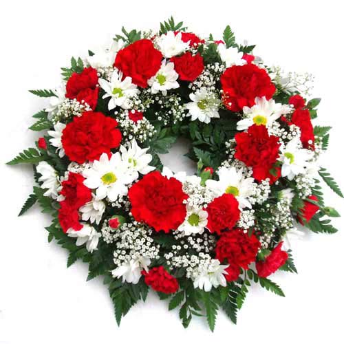 Funeral FlowersOpen Funeral Ring Red & White