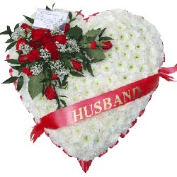 Funeral Heart Roses - Sash