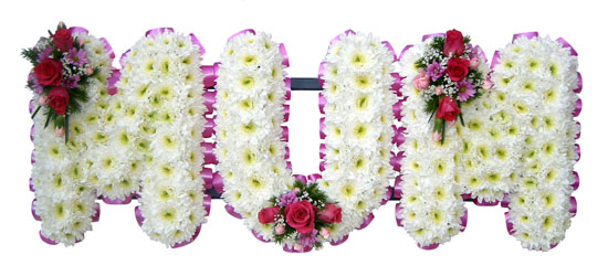Funeral MUM Tribute - Pink Ribbon Edging 