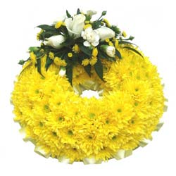 Funeral Flowers Funeral Wreath Ring Yellow Base