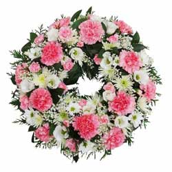 Funeral Flowers Open Funeral Ring Pink & Cream