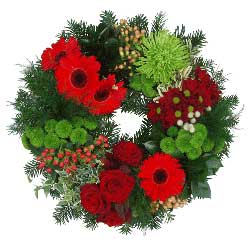 Funeral Flowers Open Funeral Ring Red & Green