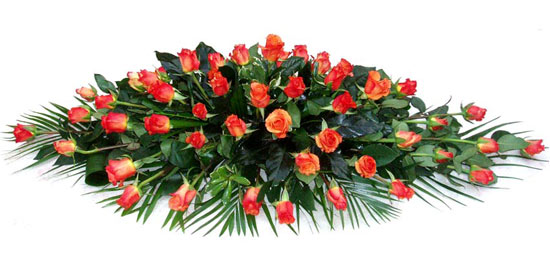 Funeral Flowers Floral Coffin Spray - Orange Roses