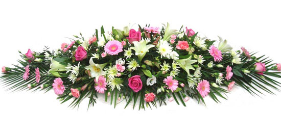 Funeral Flowers Floral Coffin Spray - Pink & Cream 