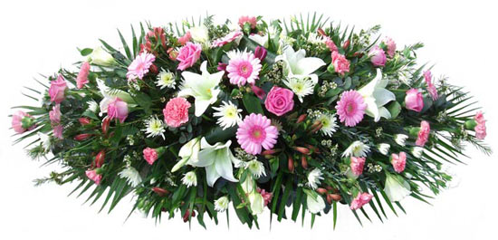 Funeral Flowers Coffin Floral Spray - Pink & White