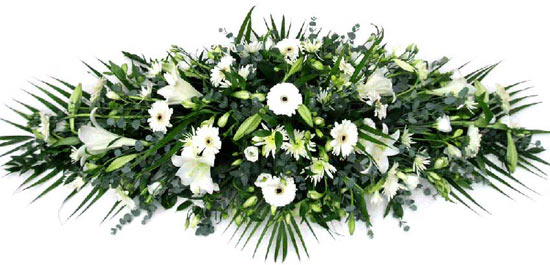 Funeral Flowers Floral Coffin Spray - Pure White