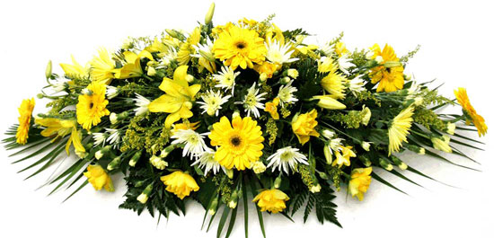 Funeral Flowers Floral Coffin Spray - Yellow