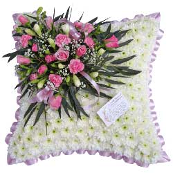 Funeral Flowers Mauve & White Funeral Cushion