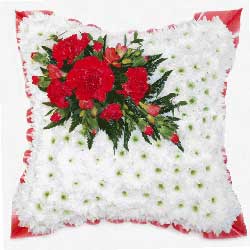 Funeral Flowers Red & White Funeral Cushion