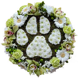 Funeral Flowers Dog Paw Print Floral Tribute
