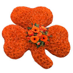 Funeral Flowers Orange Shamrock Floral Tribute