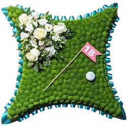 Funeral Flowers Golf Green Floral Cushion Tribute