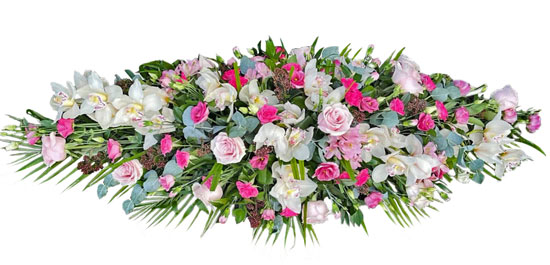 Funeral Flowers Pink and White Coffin Spray