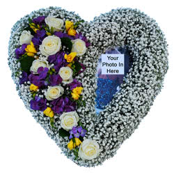 Funeral Flowers Heart Tribute - Gyp with Photo