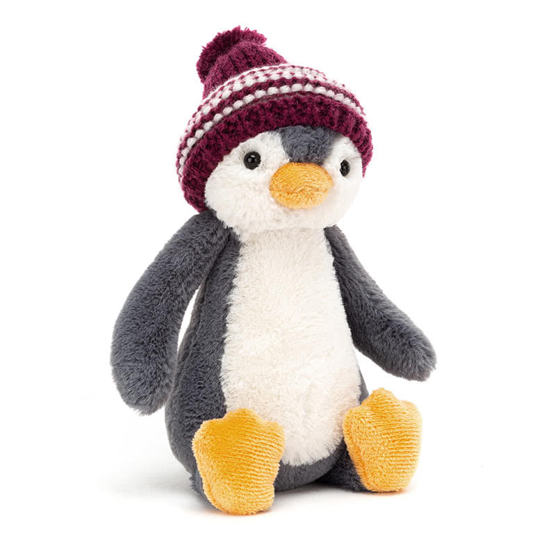 Bashful Bobble Hat Penguin Burgundy