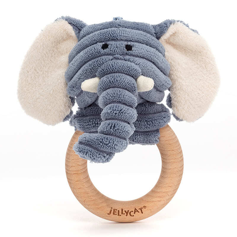JellycatCordy Roy Baby Elephant Wooden Ring Toy